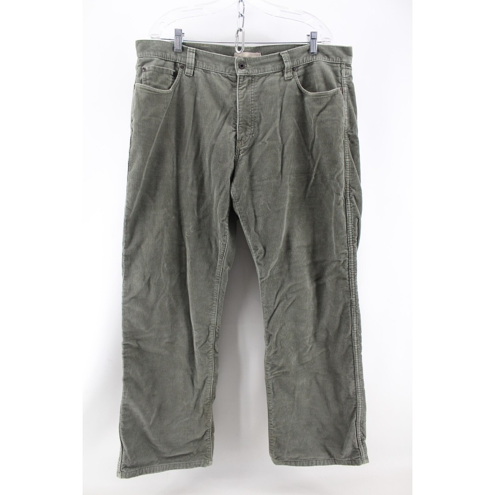 LL Bean Mens 40X30 (Tag 38x30) Green Corduroy Cotton Flannel Lined Straight Leg